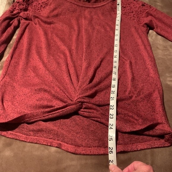 Mason & Belle Twist Front Long Sleeve Top Soft Mauve Speckled Size Small NWT - Picture 11 of 11